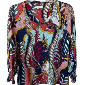 Chico’s Size L Boat neck Multicolor geometrical print knit top size L